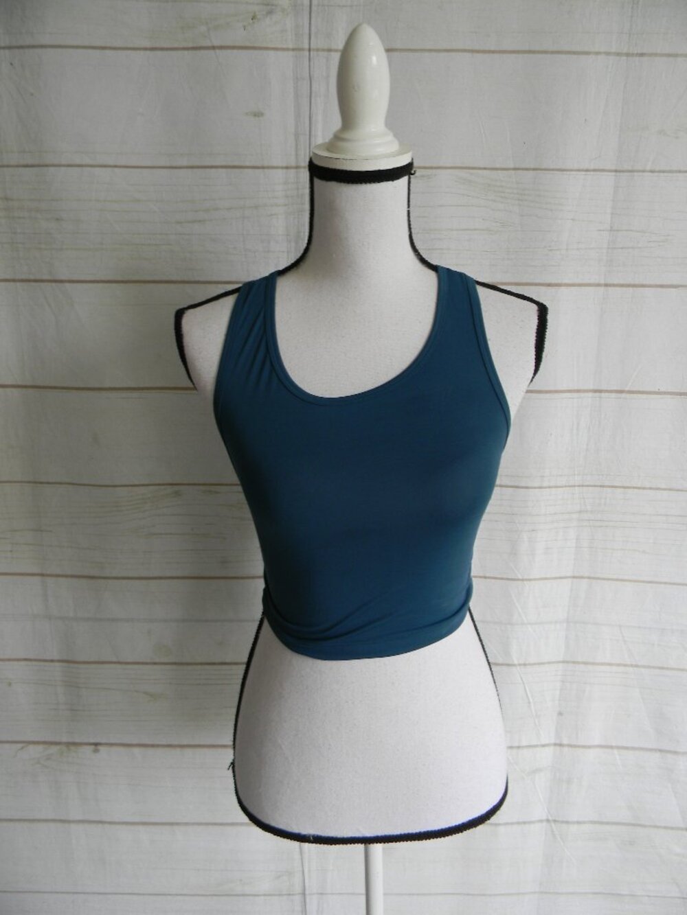 GYMSHARK WM'S TEAL SLEEVELESS BACK CUT-OUT ATHLETIC GYM TOP SZ XS
